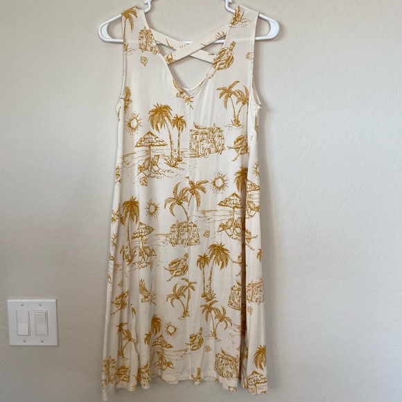Style & Co Womens Medium Dress White Yellow Knit Tank Beach Knit Stretch - Picture 3 of 8